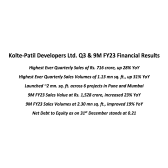 KPDL Results Press Release Q3 9M FY23 - Life Republic